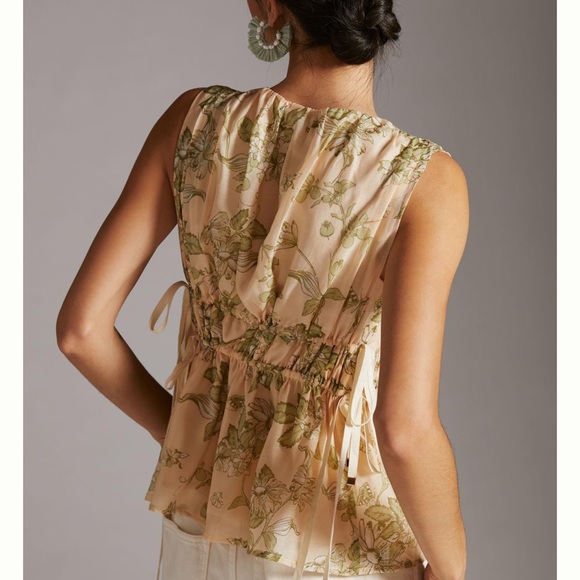 NWT Anthropologie Mon Renn Sleeveless Neutral Motif Blouse Size XS - Picture 2 of 16